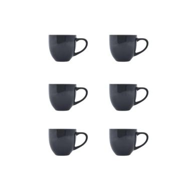 Imagem de Kit 6 Xicaras Ceramica De Cha Preta 170Ml Com Suporte