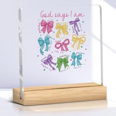 Imagem de Presentes cristãos inspiradores para mulheres, laço, placa acrílica, decoração de cubículo, presentes religiosos para mulheres, avó, esposa, mãe, tia