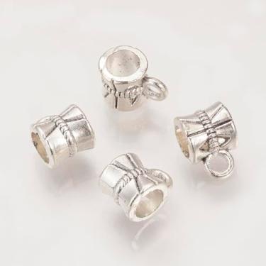 Imagem de 100 peças de estilete tibetano de liga de tubo, ganchos de prata antigos, pendurados, contas, tubo, berloque, pingente, para fazer joias, pulseiras, colares, acessórios de artesanato, 9 x 6 mm