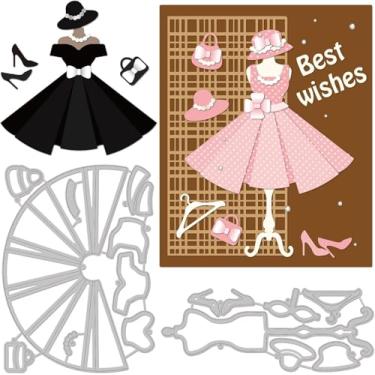 Imagem de 2 peças, 2 estilos, chapéu, corte de aço carbono, estêncil, saia fofa 3D, modelo de aço inoxidável, cor de aço inoxidável para fazer fotos, papel decorativo, scrapbooking, 0,8 mm de espessura