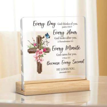 Imagem de Versículos bíblicos decoração cristã Natal aniversário inspirador animar presentes religiosos para mulheres todos os dias God Thanks of You placa acrílica acessórios de mesa decoração