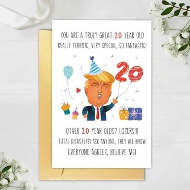 Imagem de Cartão engraçado Trump 20º aniversário para homens e mulheres, Hilarious Donald Trump 20th Birthday Card for Son Daughter, Humor 20 Years Old Birthday Card for Sister Brother, 20th Bday Card Gifts for