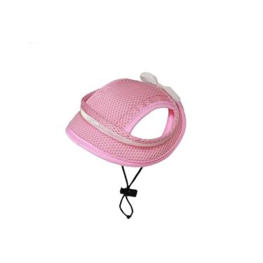 Imagem de Chapéu Princess Pet com laço para cães com alça de pescoço e orifícios de orelha confortáveis ajustáveis para cães pequenos e médios chapéu de proteção solar ao ar livre