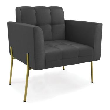 Imagem de Poltrona Pé De Ferro Dourado Para Sala Elisa Corino D03 - D'rossi Cor Preto