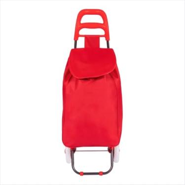 Imagem de Carrinho de Compras Dobrável Colorido com Bolsa Térmica 30kg | Feira, Supermercado e Transporte(Vermelho)