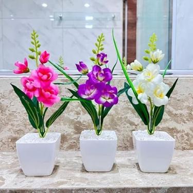 Imagem de Kit 3 Orquídeas Artificiais com Vaso Decorativo – Flor Artificial Elegante para Decoração de Casa e Escritório(Kit 3)