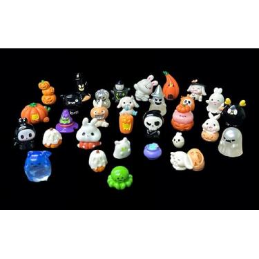 Imagem de Mini enfeites de resina de Halloween, conjunto de estatuetas em miniatura, enfeites fofos para fazer garrafas de aquário faça você mesmo, decoração de artesanato, 32 peças
