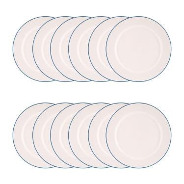 Imagem de Jogo de Pratos Rasos 12 Pcs Filete Azul Porcelana Real by Schmidt