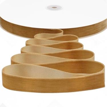 Imagem de Aoropo Fita de veludo cáqui 2,5 cm fita de tecido de veludo para árvore de Natal para embrulho de presente buquê de flores gargantilha enfeites de guirlanda laços de cabelo artesanato