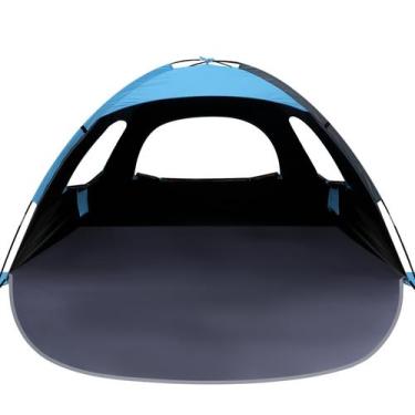 Imagem de Tenda de praia WhiteFang Blue Portable para 3 pessoas com abrigo anti-