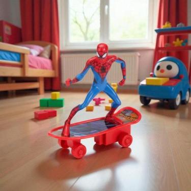 Imagem de Boneco Homem Aranha Skatista com Skate de Fricção Brinquedo Licenciado