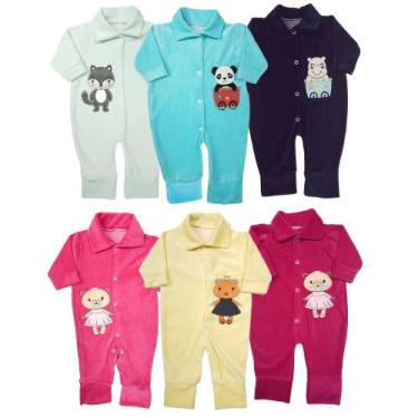 Imagem de Macacão Bebê Plush Longo Bordado Inverno Quentinho Enxoval - Koala Bab