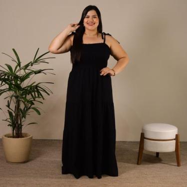 Imagem de Vestido Longo Feminino Com Lastex de Amarrar no Ombro Elegante - 40 Gr