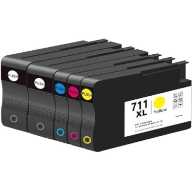 Imagem de Cartucho de tinta 711 designjet 711xl 130 pacote combo de alto rendimento para hp 711 XL cartucho de tinta para impressora HP DesignJet T100 T120 T125 T130 T520 T525 T530 (2 x 80 ml preto/ciano