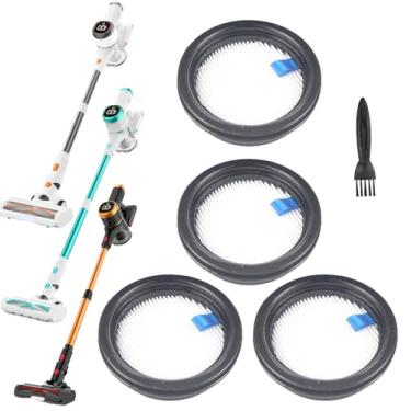 Imagem de Feenynic Pacote com 4 filtros Hepa de substituição compatíveis com aspirador de pó sem fio Tikom V500. Filtros laváveis funcionam com aspirador de pó Tikom 40kpa.