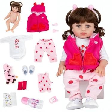Imagem de Boneca Bebê Reborn Menina Realista com Roupas de Luxo e Brinquedo Girafinha