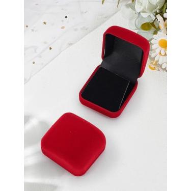 Imagem de 2 caixas de armazenamento de crachá de veludo, caixas de joias quadradas vermelhas com capa flip, pequena caixa de presente portátil para exibição de joias de presente de aniversário, 5,3 x 5,8 x 3,6