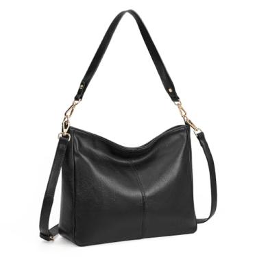 Imagem de GOIACII Hobo Bolsas transversais femininas com 2 alças ajustáveis, bolsa de ombro feminina moderna, couro vegano macio, Preto