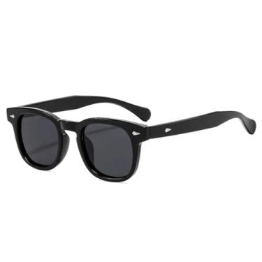 Imagem de VFDHN Óculos de sol femininos da moda com rebites, armação retrô com lentes transparentes UV400 (preto)