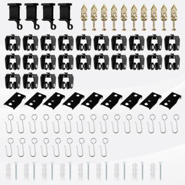 Imagem de AJAZZ Suporte de teto flexível para cortina de teto, haste de cortina curvada, trilho de cortina deslizante, divisor de quarto, haste de cortina de chuveiro, trilho de cortina de parede (preto, pacote