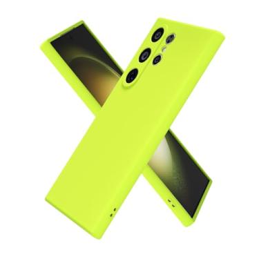 Imagem de oakxco Capa de silicone para Samsung Galaxy S23 Ultra, ultrafina para mulheres e meninas, cor lisa lisa minimalista estética fofa design feminino, gel de borracha macia com capa para câmera, verde