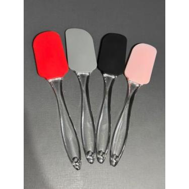 Imagem de Espátula de Silicone Cabo Transparente Mexer Pão Duro 23,5cm - Top Uti