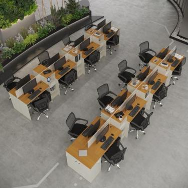 Imagem de Estação De Trabalho 16 Lugares Office Tech 16 Mesas 12 Armár - Off White E Cedro Off White E Cedro