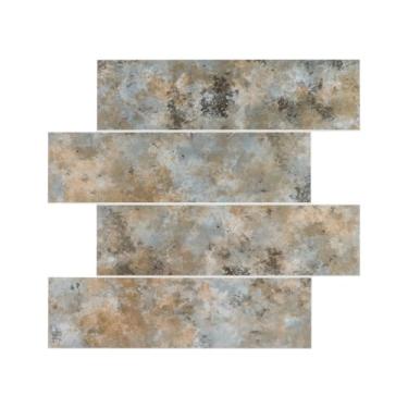 Imagem de 6 folhas adesivas adesivas para descascar e colar, 30 cm x 27,5 cm composto de pedra 3D metrô autoadesivo brilhante mármore descascar e colar azulejo para decoração de cozinha RV (granito cinza de