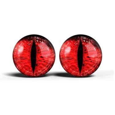 Imagem de Olhos realistas de artesanato de vidro de 2,5 cm, design de íris vertical de gato animal, conjunto de 2 peças, globos oculares de cabochão abobadados, arte, taxidermia e suprimentos para fabricação de