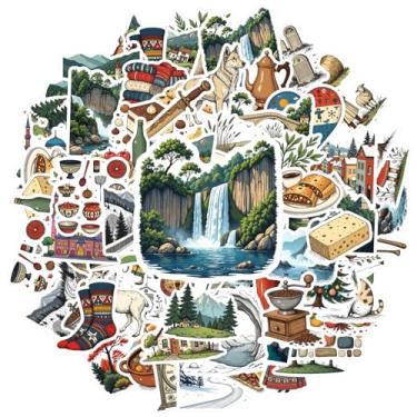 Imagem de 70 peças Natureza Cultura Cultura Paisagem Graffiti Decalques Adesivos de Papelaria Adesivos Naturais Brinquedo para Mala Frigorífico Telefone Bagagem Laptop Guitarra Carro Adesivos Brinquedos