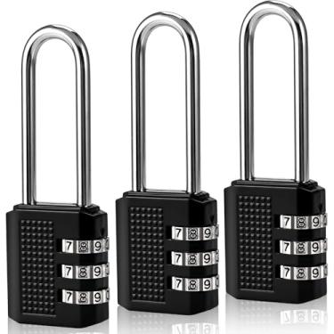 Imagem de Fechadura de armário de combinação pequena de 3 dígitos, combinação de cadeado de 5,6 cm de comprimento, fechaduras de bagagem redefiníveis, combo de armário de academia trava de portão (pacote com 3