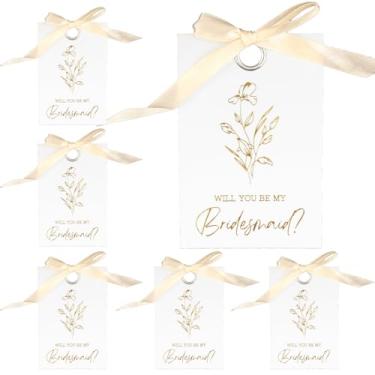Imagem de hhdatc 11 peças de cartões de pedido de dama de honra floral metálico conjunto de convite para chá de panela 8 cartões "Will You Be My Bridesmaid" 2 Maid of Honor e 1 Matron of Honor Convitations