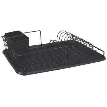 Imagem de Escorredor De Louças Baixo 9 Pratos Preto Com Bandeja - Mor