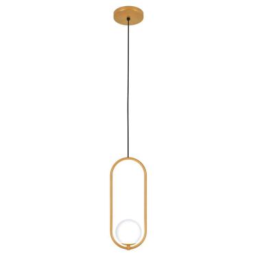 Imagem de Luminária Pendente Teto Arco Globo Vidro Sala Cama Dourado