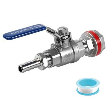 Imagem de Hgkeke 1 pacote NPT1/5.1 cm, válvula de esfera sem solda, aço inoxidável 304, anteparo para chaleira de fermentação caseira, torneira de tanque de água, potes de cerveja, kit de montagem de torneira