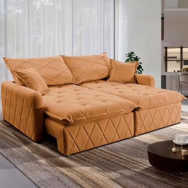 Imagem de Sofá 3 Lugares Cama Inbox Sublime Retrátil Reclinável 180cm Caramelo