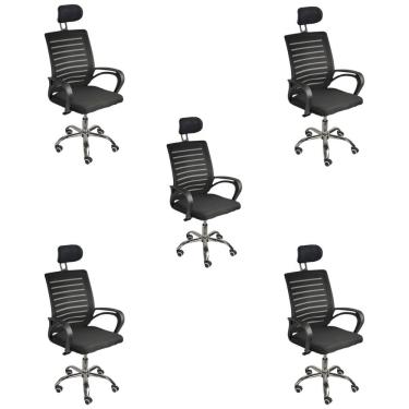 Imagem de Kit 5 Cadeiras De Escritório Diretor Roma Oficial Apoio + E-book