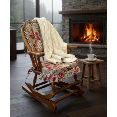 Imagem de Cadeira De Balanço Chenile Bali 90/40 X 60 X 50 - Madeira Maciça - Móveis De Gramado - Castanho