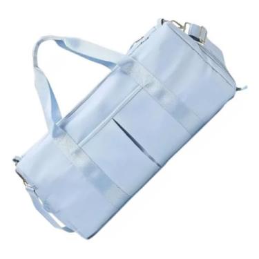 Imagem de Bolsa de Academia Grande, Mala de Viagem Espaçosa com Alças de Mão e Ombro Ajustáveis, Design Moderno e Reforçado (Azul)