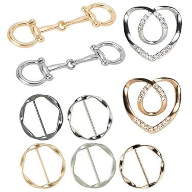 Imagem de KXOYJAD Conjunto de 9 anéis de cachecol para mulheres – fivelas elegantes de cavalo, clipes de metal versáteis e anéis de liga requintados – perfeito para cachecóis de seda, xales e acessórios de moda