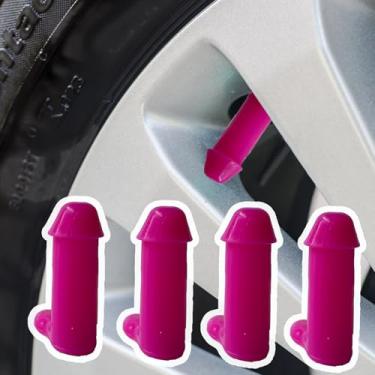 Imagem de 4 peças de tampas de haste de válvula de pneu de brincadeira capas herméticas engraçadas à prova de poeira capa de haste de válvula antiferrugem, acessórios externos de pneu de roda de carro para