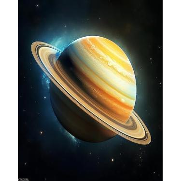 Imagem de XTXGERL Pintura detalhada por número para iniciantes, Saturno, brilhante, bonito, realista, kit de pintura a óleo digital faça você mesmo, embarque em uma jornada sonhadora para artistas criativos (41