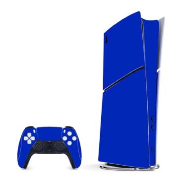 Imagem de Skin Wrap Compatible with PS5 Slim Digital, Full Set Vinyl Decal Protective Sticker Cover for Game Console & Controller (Blue)