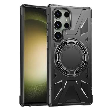 Imagem de THMEIRA Capa ultra magnética para Samsung Galaxy S23 - suporte giratório 360, proteção resistente de grau militar, compatível com MagSafe, preta