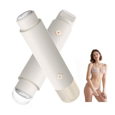 Imagem de Aparador de biquíni para mulheres, barbeador elétrico sem fio de cabeça dupla, remoção indolor, à prova d'água Lady Dermave Shaver para corpo facial biquíni área privada (branco)