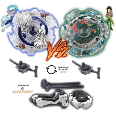 Imagem de Kit 2 Beyblade Burst + 4 Lançadores Luinor Vs Kerbeus Tornado Gyro