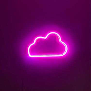 Imagem de Luminária Placa Led Neon - Letreiro de Luz Parede USB Pilha(Nuvem Rosa)