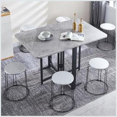 Imagem de 60 x 100 cm, mesa de jantar dobrável, multifuncional, retangular, extensível, dobrável em 3 formas para cozinha e sala de estar