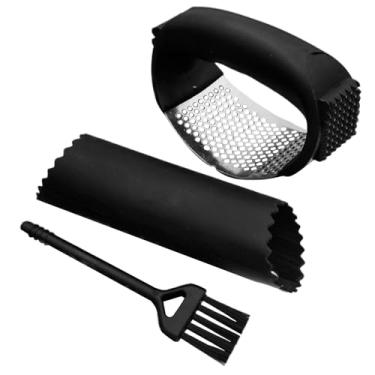 Imagem de Espremedor de alho | Ferramenta de trituração de alho de aço inoxidável | Triturador 2 em 1 com escova de limpeza, cabo ergonômico seguro para lava-louças, utensílios de cozinha para esmagar sem