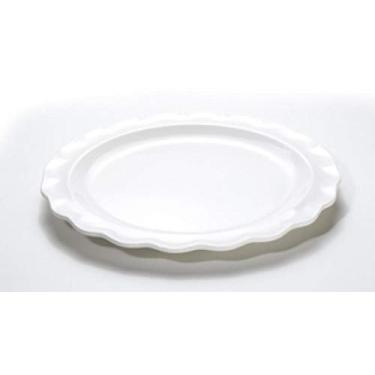 Imagem de Prato de jantar requintado de dupla finalidade, disco branco estilo japonês, renda criativa, prato plano espesso, tigela de arroz com tampa, prato de jantar não cerâmico - 21 cm x 2 cm